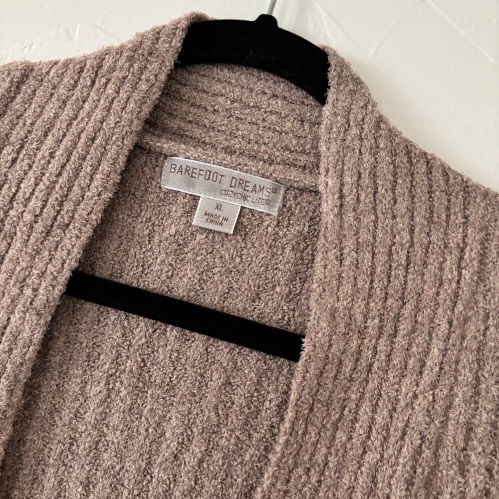 Barefoot Dreams Cozychic Lite Open Front Ribbed Short Sleeve Cardigan Size XL - Picture 2 of 7